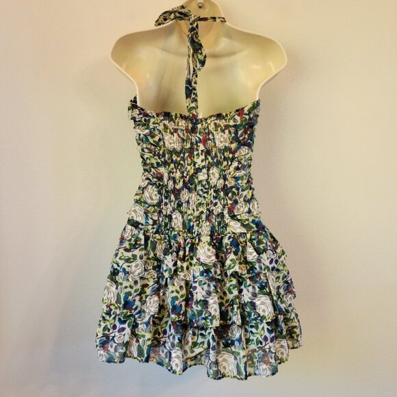 Y2K Papaya Babydoll Halter Neck Tank Top Smoked Boddy RUffle Zip Women S Retro - Picture 8 of 14